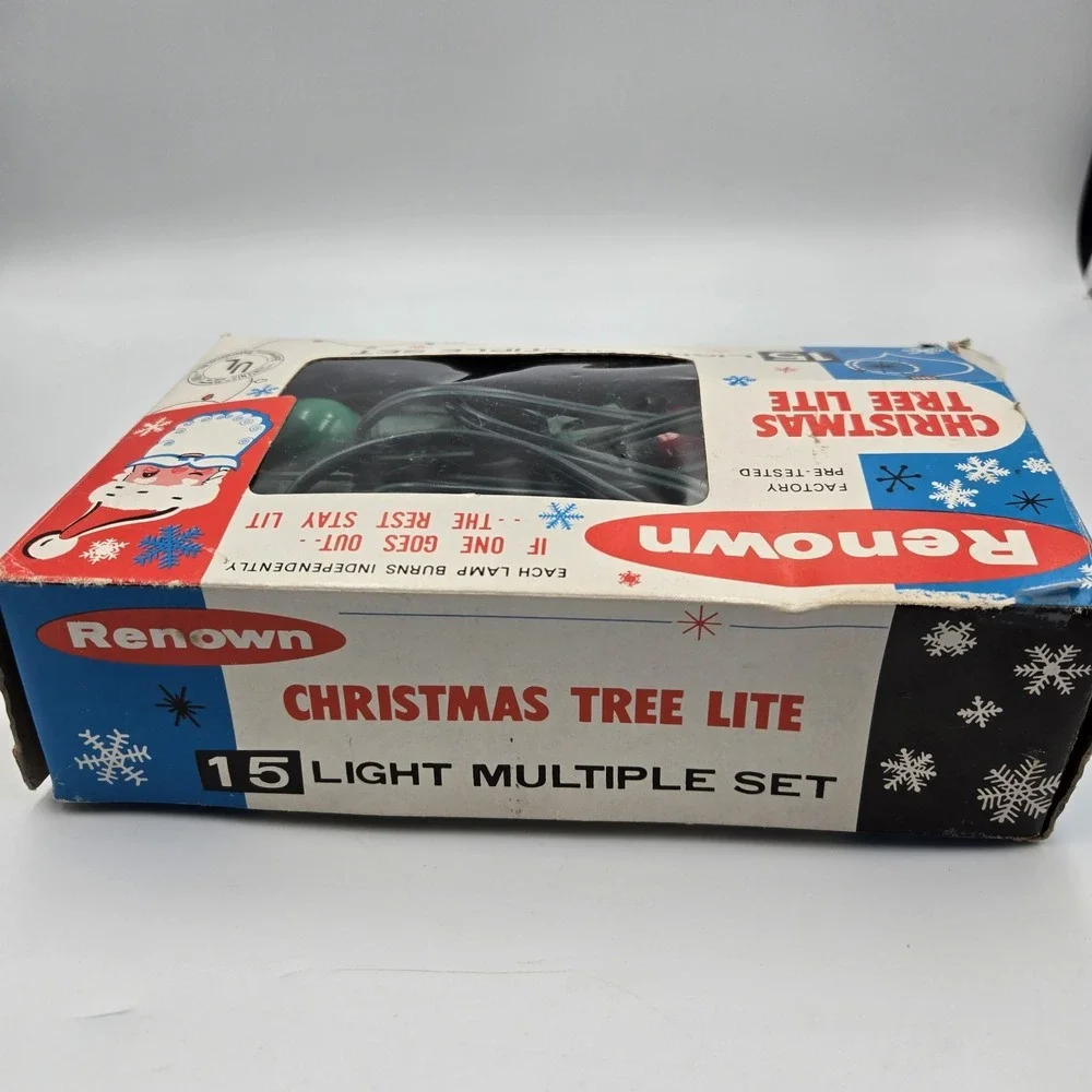 MCM 15 Christmas Light Tree Set Renown C-7 1/2 Lamps Indoor 222 15B VTG 1960 NOS